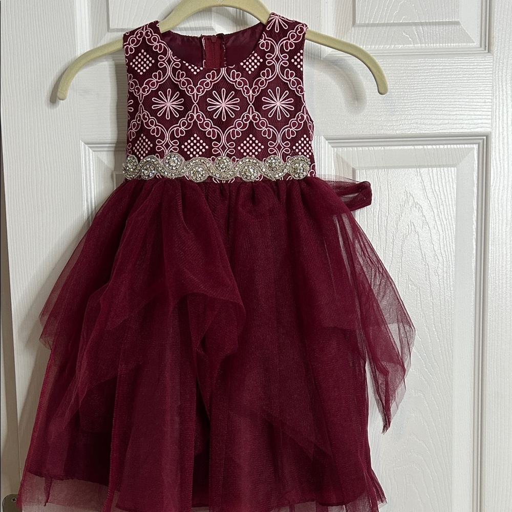 Good Girl Elegant Burgundy Kids Dress Holiday Christmas 2T
